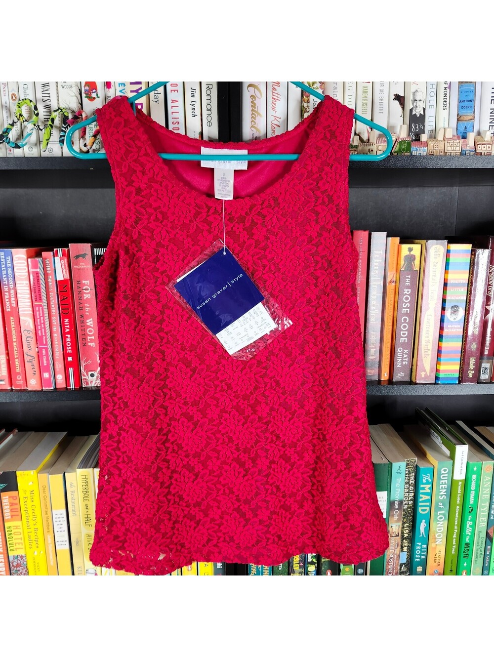 Susan Graver Style Lace Sleeveless Shell Top Fuchsia Pink Small NWT
